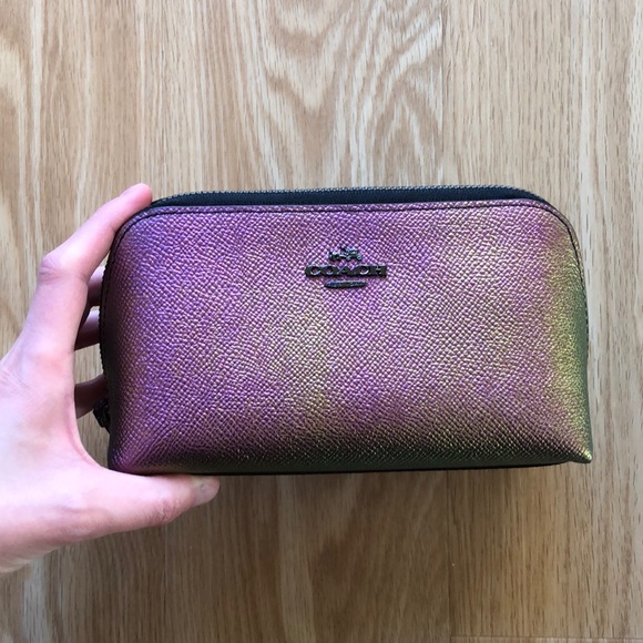 COACH Pebbled Hologram Iridescent Leather Pouch